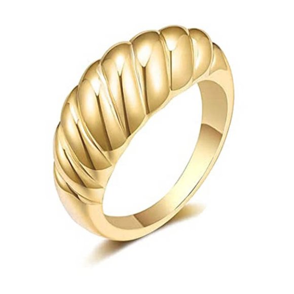 14k Gold Filled Croissant Dome Chunky Ring - Picture 4 of 7